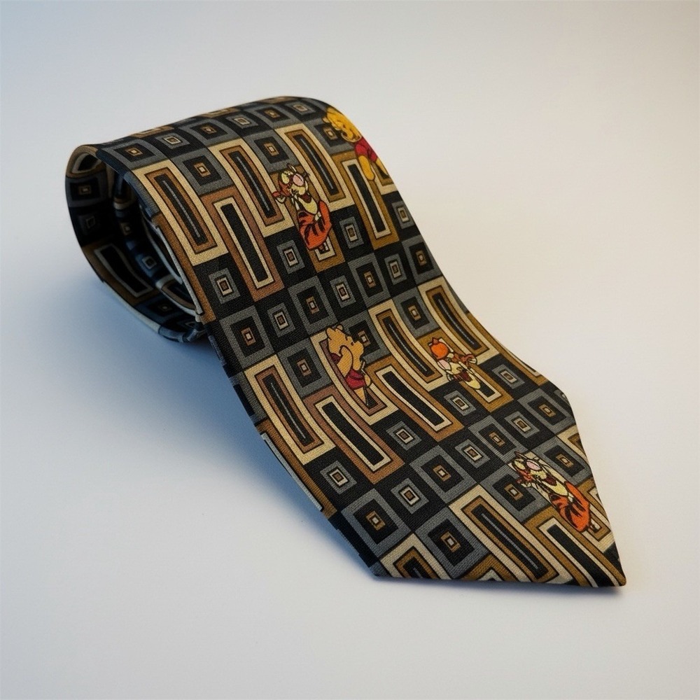 Vintage Disney Pooh Tigger Tie Men's Novelty Geometric Classic Retro
